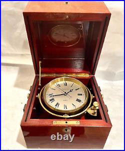 Vintage Hampton Wood Case Chronometer Quartz Ships Clock with Swiss Made Movement