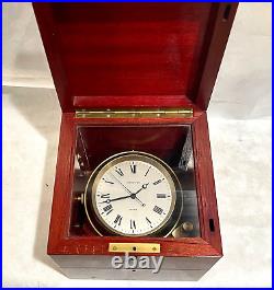 Vintage Hampton Wood Case Chronometer Quartz Ships Clock with Swiss Made Movement