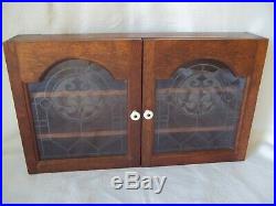 Vintage Hanging Table Top Wood & Glass Display Cabinet Case 2 Shelves 23 x 13