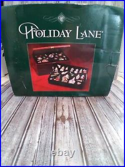 Vintage Holiday Lane Glass Ornaments In wood Collections Case hand blown