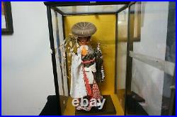 Vintage Japanese Geisha Doll in Glass & Wood Display Case, 15 Doll, 19 Case