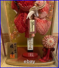Vintage Japanese Geisha Doll in Glass and Wood Display Case