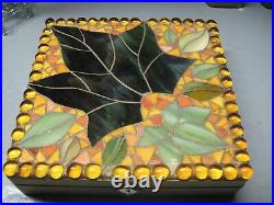 Vintage Jewelry Box Mosaic Maple Leaf Artisan Signed D. Bunny Lovely