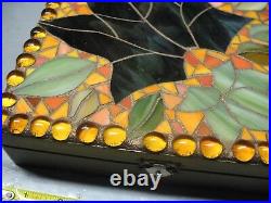 Vintage Jewelry Box Mosaic Maple Leaf Artisan Signed D. Bunny Lovely