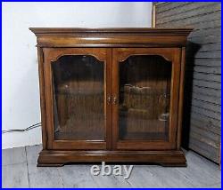 Vintage Lane Cherry Wood Lighted Curio Display Showcase Cabinet with Glass Doors