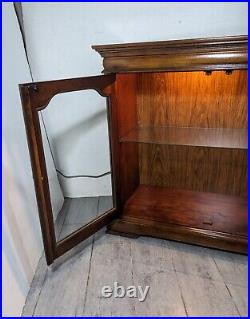 Vintage Lane Cherry Wood Lighted Curio Display Showcase Cabinet with Glass Doors