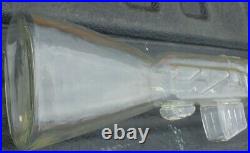 Vintage Large Vodka Glass Liquor Bottle in Wood Case AK-47 Long Rifle Gun