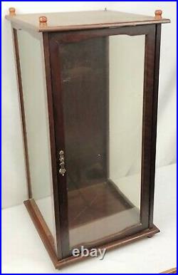 Vintage Large Wood & Glass 27 Doll Display Case with Finials