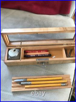 Vintage Locking Glass Top Pen & Pencil Set (2 Tier) Circa 1940-1950s