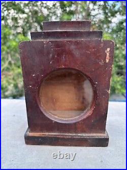 Vintage Old Rare Fine Hand Crafted Wooden Glass Fitted Show Case Clock Box