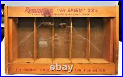Vintage Original Remington Hi-Speed 22's 22 Ammo Display Case Wood and Glass