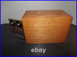 Vintage Post Office Box Safe Double Combo Eagle Front withUS-Glass Intact-Oak Case