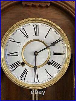 Vintage Queen Anne Wall Clock 8-day clock Sam Heung Korean Walnut Case 1960's
