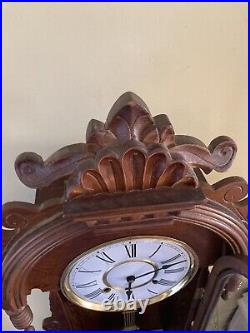 Vintage Queen Anne Wall Clock 8-day clock Sam Heung Korean Walnut Case 1960's