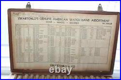 Vintage Swartchild's Wood Case of Watch Hands in Glass Vials