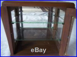 Vintage Table Top Art Deco Wood and Glass Display Cabinet Case 2 Shelves