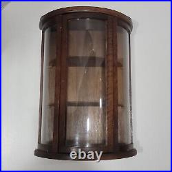 Vintage Tabletop Or Wall Bow Front Wood Curio Cabinet Display Case 18 High