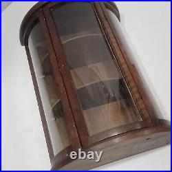 Vintage Tabletop Or Wall Bow Front Wood Curio Cabinet Display Case 18 High