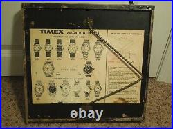 Vintage Timex Wrist Watch No 35 Glass & Wood Shelf Store Display Case
