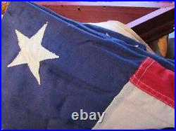 Vintage U. S. Internment Lg Flag Hand Sewn Stars Cherry Wood & Glass Display Case