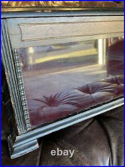 Vintage Wood Display Case Box withRed Glass Front