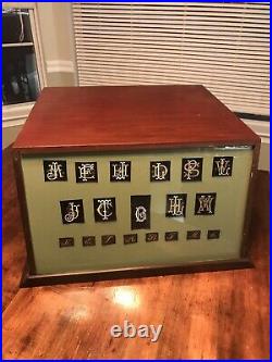Vintage Wood Display Case Glass Front For Monogram Letters Fabric Designs