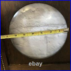 Vintage Wood Glass Clock Case Door Beveled Panels Bubble Glass at Face