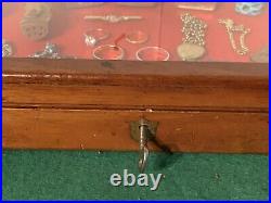 Vintage Wood &Glass Flat Museum or Shop style Display Case, Curios, jewellery