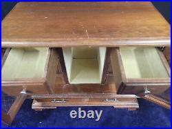 Vintage Wood & Glass Jewelry Box Armoire (14 Wide x 12Tall x 6 Deep)