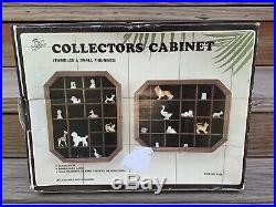 Vintage Wood Shadow Box Hanging Curio Miniature Display Case Glass Door Octagon