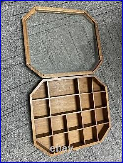 Vintage Wood Shadow Box Hanging Curio Miniature Display Case withGlass Door