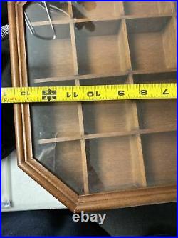 Vintage Wood Shadow Box Hanging Curio Miniature Display Case withGlass Door