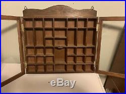 Vintage Wood Shadow Box Hanging Curio Miniature Display Case withGlass Doors