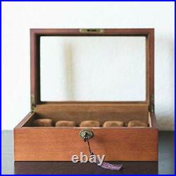 Vintage Wood Watch Display Storage Case Chest with Glass Top Holds 10+