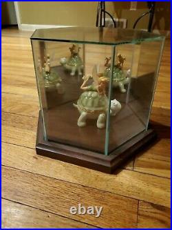 Vintage Wood and Glass table top Display Case. Hexagon shape