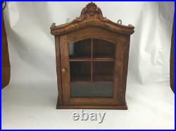Vintage Wooden Curio Cabinet Walll Hanging or Free Standing Handcrafted 3 Shelf