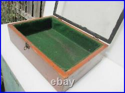 Vintage Wooden Traders Box Antique Old Wood Glass Fronted Display Case 19x13