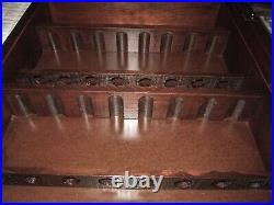 Vintage Wooden Wall Tobacco Pipe Rack Case withEtched Glass Door