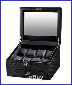 Volta 8 Watch Case Carbon Fiber Display Box with See Through Glass and Drawer