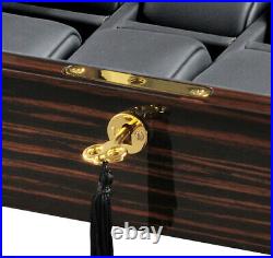 Volta 8 Watch Case Display Box Ebony Wood Finish Black Interior 31-560940