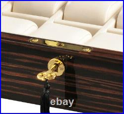 Volta 8 Watch Case Display Box Ebony Wood Finish Cream Interior 31-560942