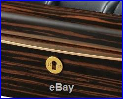 Volta High Gloss Ebony Wood Finish 8 Watch Box Storage Display Case Glass Top