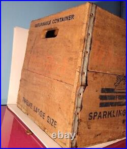 Vtg 1960s White Rock Sparkling Beverages Wood Crate Glass Bottle Case Lowell MA