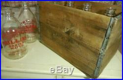 Vtg Lot of 6 Mullins Spring Water Glass Bottles in Orig Wood Case Perth Amboy NJ