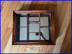 Wall Mounted Curio Cabinet Shadow Box Trinket Wooden Display Case 19x 16x 3.5x