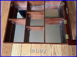 Wall Mounted Curio Cabinet Shadow Box Trinket Wooden Display Case 19x 16x 3.5x
