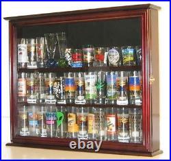 Wall Mounted Curio Cabinet / Sports Shot Glass Display Case, Solid Wood, Glass D