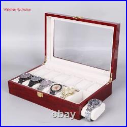 Watch Box 2/3/5/6/10/12 Slots Organizer Men Wood Glass Top Jewelry Storage Cases
