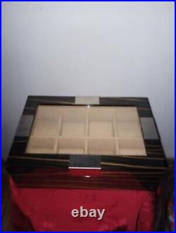 Watch Box Ebony Wood Case Glass Top 8 Space