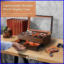 Watch Box Organizer for Men, 6 Slot Luxury Watch Display Case Wood Jewelry